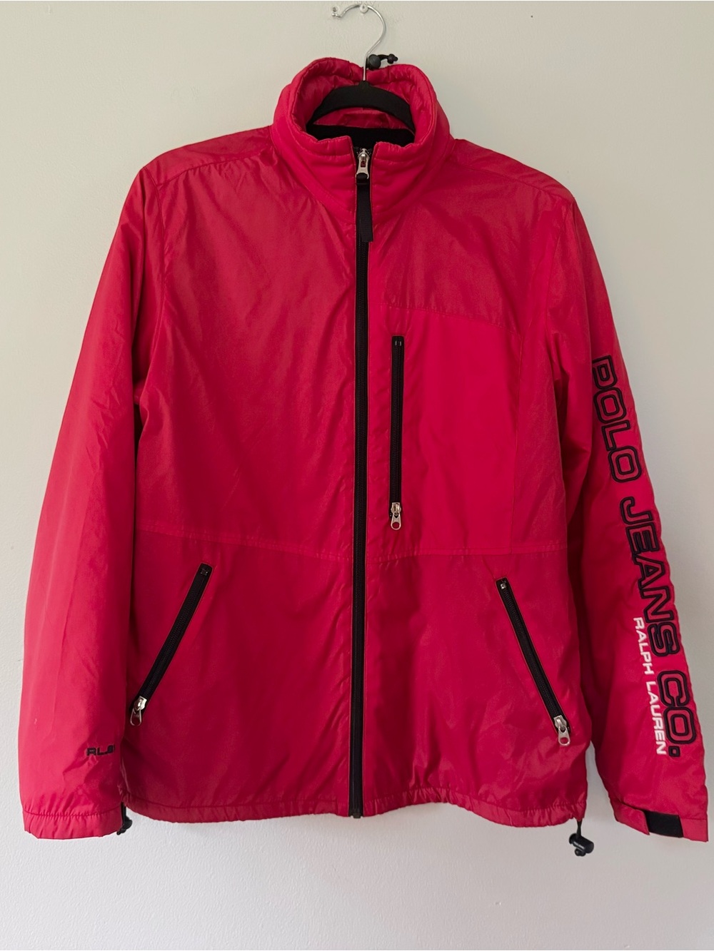Ralph Lauren Polo Jeans Co Vintage Red Fleece Lined Windbreaker Jacket